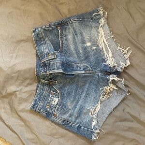 Levi's Blue Distressed Jean Shorts